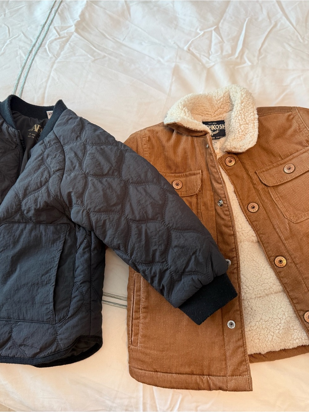 OshKosh B'gosh Cream Sherpa-Lined Jacket with Brown Corduroy Trim